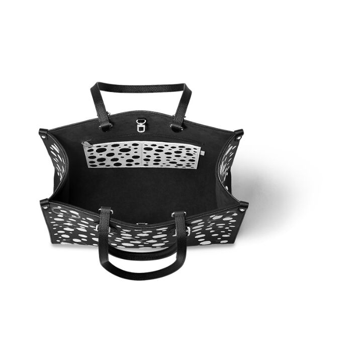 LOUIS VUITTON x Yayoi Kusama草间弥生 联名款 ONTHEGO MM 白色波点装饰 皮革 手提包 中号 女款 黑色