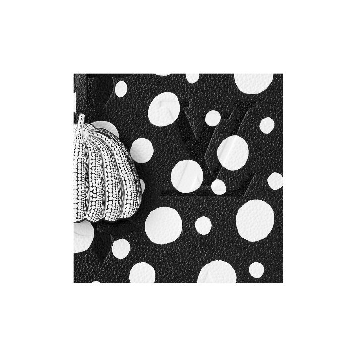 LOUIS VUITTON x Yayoi Kusama草间弥生 联名款 ONTHEGO MM 白色波点装饰 皮革 手提包 中号 女款 黑色