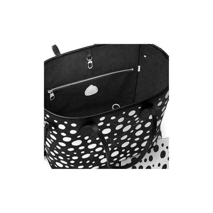 LOUIS VUITTON x Yayoi Kusama草间弥生 联名款 Neverfull MM标志圆点牛皮子母包托特包Tote包购物袋单肩手提包 中号 女款 黑色