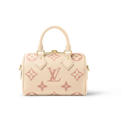 LOUIS VUITTON Speedy 系列 20 可拆卸可调节肩带 压纹牛皮 手提斜挎包 女款 奶油白/粉色