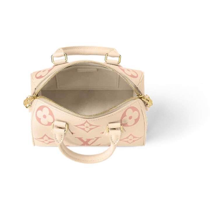 LOUIS VUITTON Speedy 系列 20 可拆卸可调节肩带 压纹牛皮 手提斜挎包 女款 奶油白/粉色