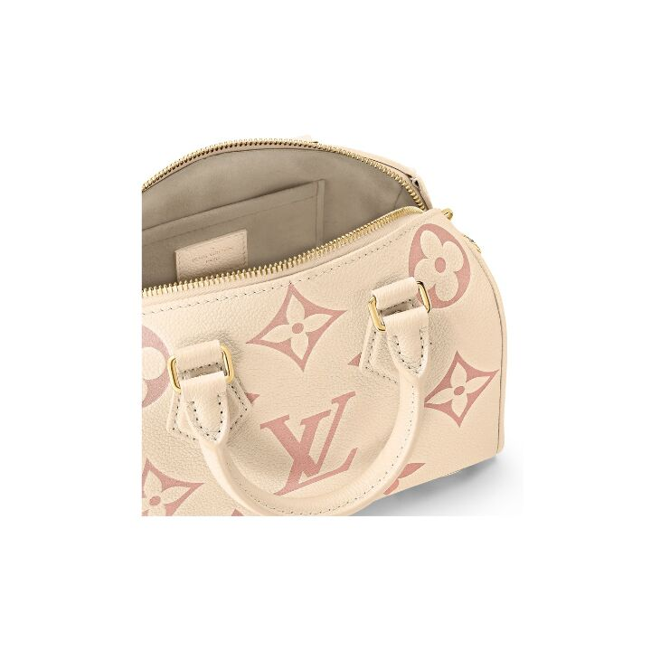 LOUIS VUITTON Speedy 系列 20 可拆卸可调节肩带 压纹牛皮 手提斜挎包 女款 奶油白/粉色