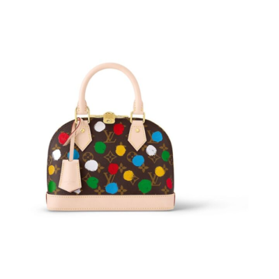 LOUIS VUITTON x Yayoi Kusama草间弥生 联名款 Alma BB 可拆卸可调节肩带  涂层帆布拼牛皮饰边 贝壳包单肩斜挎手提包 女款 多色