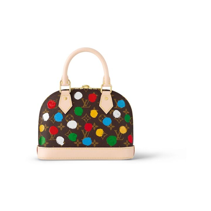 LOUIS VUITTON x Yayoi Kusama草间弥生 联名款 Alma BB 可拆卸可调节肩带  涂层帆布拼牛皮饰边 贝壳包单肩斜挎手提包 女款 多色