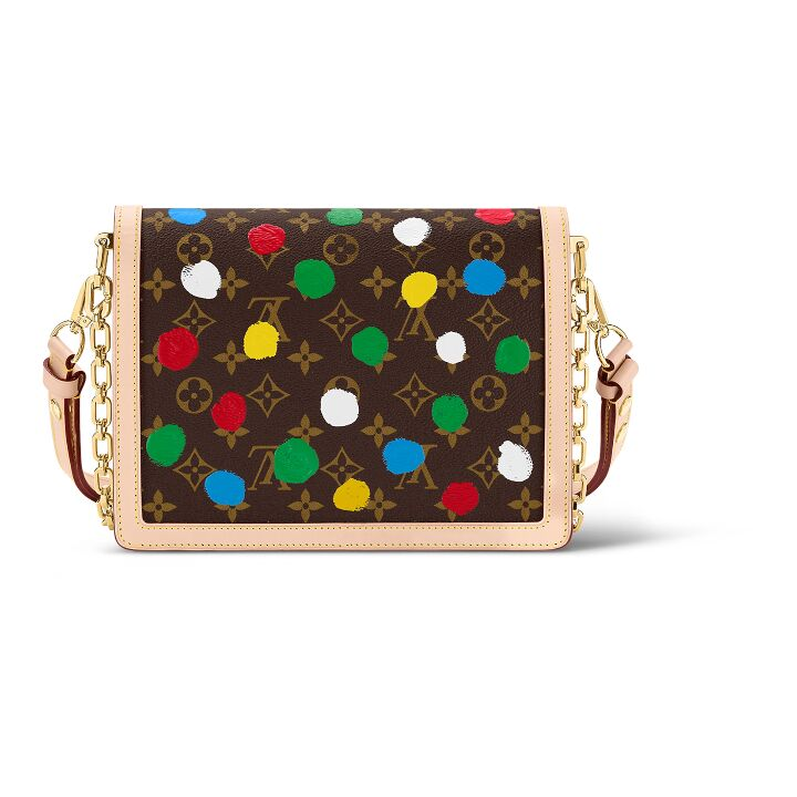 LOUIS VUITTON x Yayoi Kusama草间弥生 联名款 Dauphine 老花满印链条 帆布拼牛皮革 单肩斜挎包 中号 女款 多色