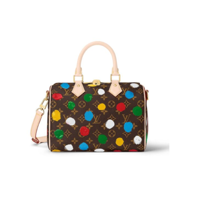 LOUIS VUITTON x Yayoi Kusama草间弥生 联名款 SpeedyBandoulière 25 可拆卸可调节肩带 涂层帆布 单肩斜挎手提包 女款 多色