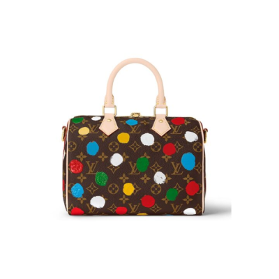 LOUIS VUITTON x Yayoi Kusama草间弥生 联名款 SpeedyBandoulière 25 可拆卸可调节肩带 涂层帆布 单肩斜挎手提包 女款 多色