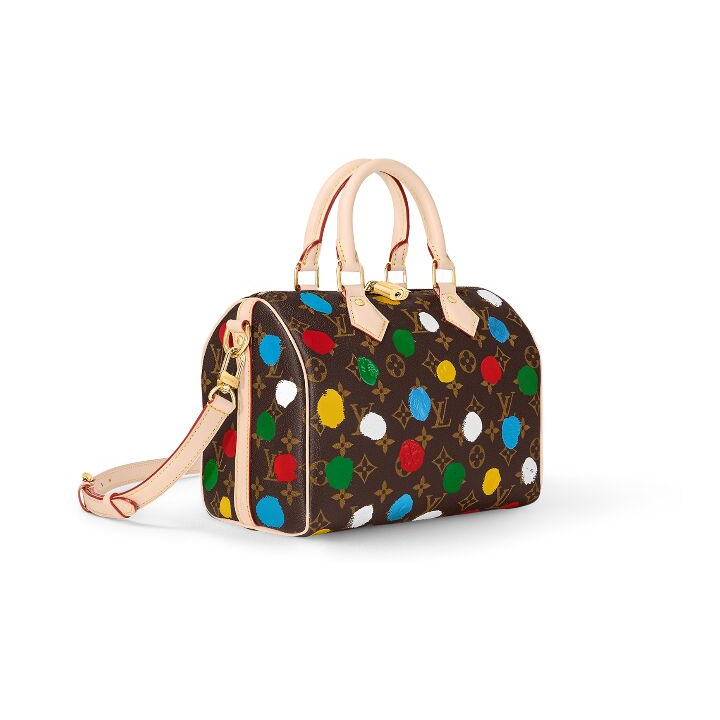 LOUIS VUITTON x Yayoi Kusama草间弥生 联名款 SpeedyBandoulière 25 可拆卸可调节肩带 涂层帆布 单肩斜挎手提包 女款 多色