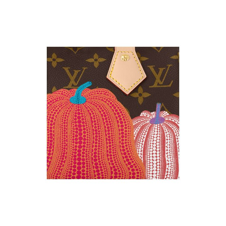 LOUIS VUITTON x Yayoi Kusama草间弥生 联名款 Speedy 20 可拆卸可调节肩带彩色南瓜老花满印 帆布拼牛皮革 手提斜挎包 女款 棕色
