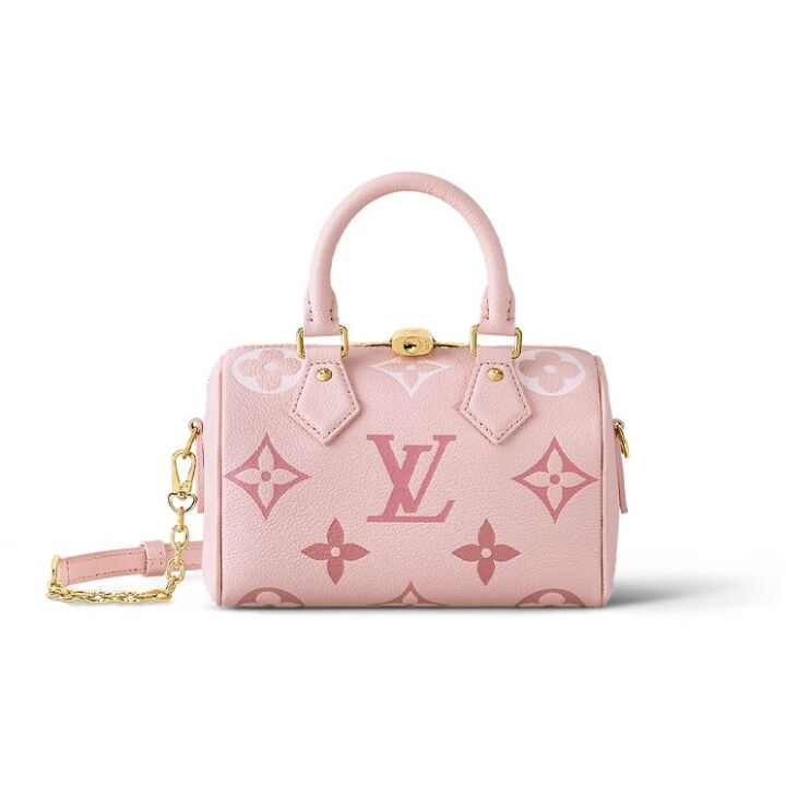 LOUIS VUITTON Speedy 20 夏日限定老花渐变Logo印花 可调节可拆卸肩带 单肩斜挎手提包 女款 草莓冰淇淋