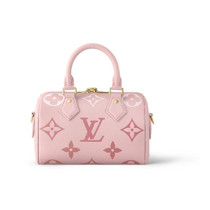 LOUIS VUITTON Speedy 20 夏日限定老花渐变Logo印花 可调节可拆卸肩带 单肩斜挎手提包 女款 草莓冰淇淋