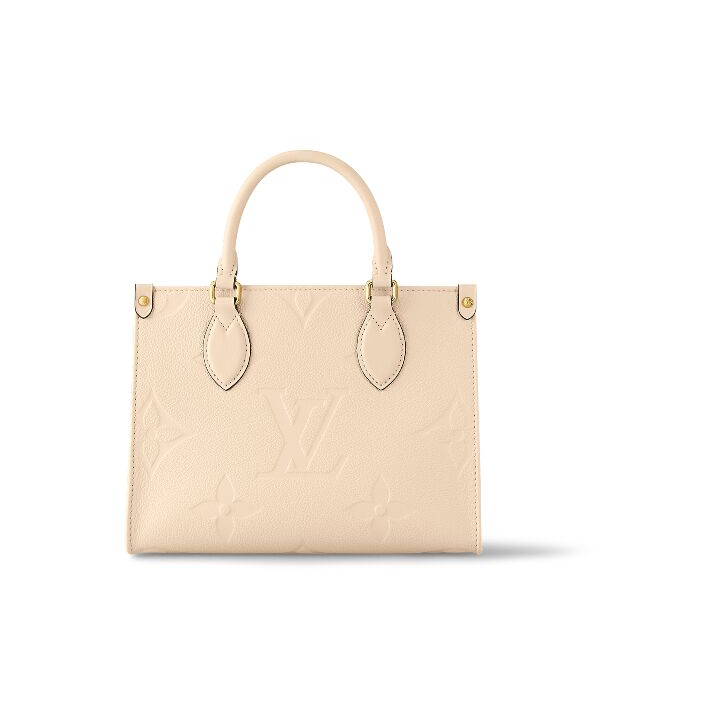 LOUIS VUITTON ONTHEGO PM 可拆卸可调节肩带 压花粒面牛皮 托特包Tote包购物袋单肩斜挎手提包 小号 女款 奶油白