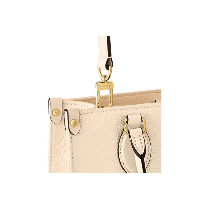 LOUIS VUITTON ONTHEGO PM 可拆卸可调节肩带 压花粒面牛皮 托特包Tote包购物袋单肩斜挎手提包 小号 女款 奶油白