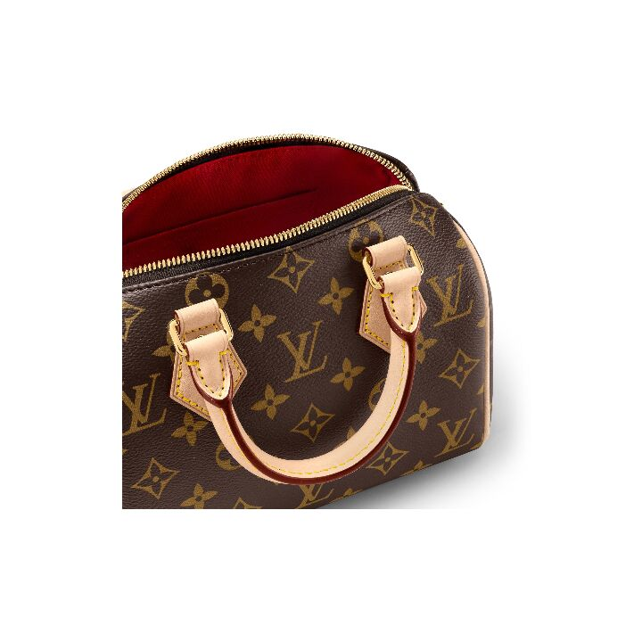 LOUIS VUITTON SpeedyBandoulière 20 可拆卸可调节肩带拉链开合交织字母 涂层帆布 单肩斜挎旅行包 女款 棕色 粉色/橙色