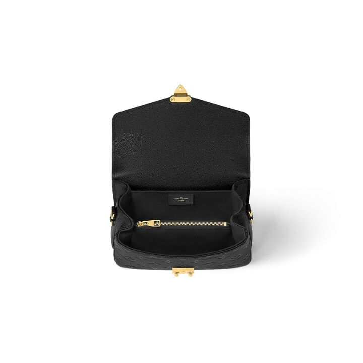LOUIS VUITTON Pochette Metis East West 可拆卸可调节肩带S-lock锁 压纹软粒面牛皮革 手提斜挎单肩包 女款 黑色