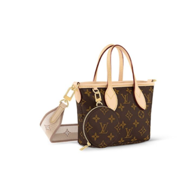 LOUIS VUITTON NEVERFULL 可拆卸可调节肩带拉链开合 涂层帆布 托特包Tote包购物袋手提包 小号 女款 棕色