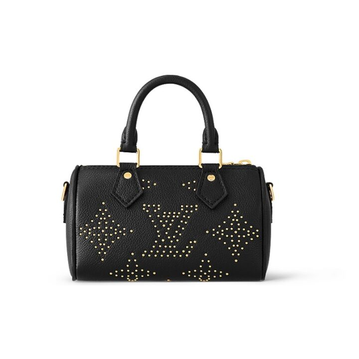 LOUIS VUITTON Nano Speedy 可拆卸肩带拉链开合 粒面牛皮 手提单肩斜挎包 超迷你 女款 黑色