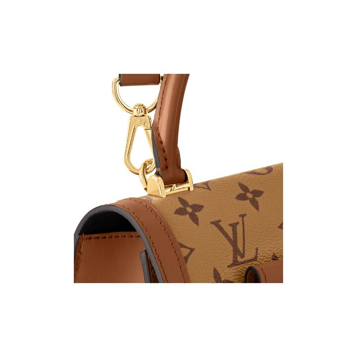 LOUIS VUITTON Dauphine Capital 可拆卸可调节肩带磁性闭合 帆布拼牛皮革 单肩斜挎手提包 女款 棕色