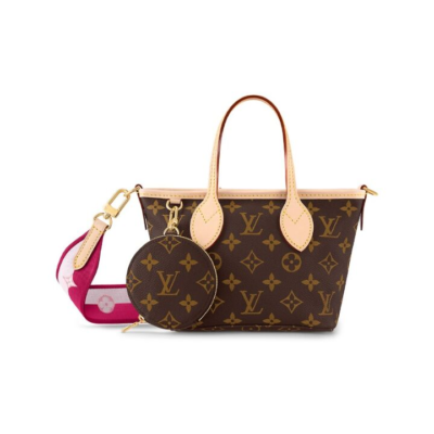 LOUIS VUITTON NEVERFULL BB 通体老花满印可拆卸肩带 涂层帆布拼牛皮饰边 托特包Tote包购物袋子母包手提包 小号 女款 棕色