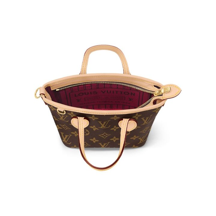 LOUIS VUITTON NEVERFULL BB 通体老花满印可拆卸肩带 涂层帆布拼牛皮饰边 托特包Tote包购物袋子母包手提包 小号 女款 棕色