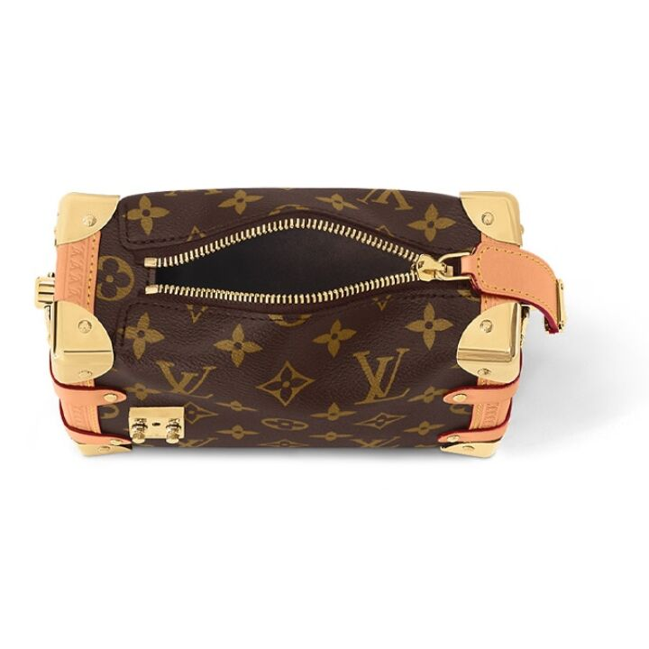 LOUIS VUITTON Side Trunk PM 可拆卸可调节肩带字母组合 涂层帆布 单肩斜挎手提包 小号 女款 棕色