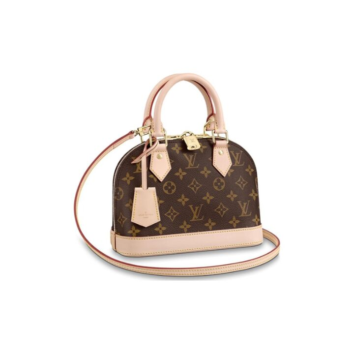 LOUIS VUITTON Alma BB 经典老花满印可拆卸肩带 涂层帆布拼牛皮饰边 贝壳包手提单肩斜挎包 小号 女款 棕褐色