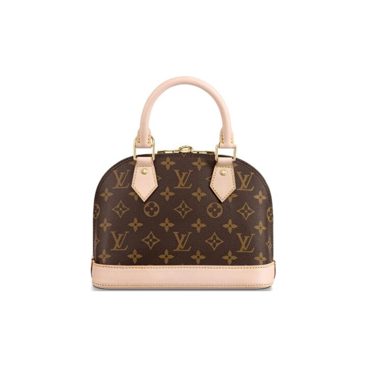 LOUIS VUITTON Alma BB 经典老花满印可拆卸肩带 涂层帆布拼牛皮饰边 贝壳包手提单肩斜挎包 小号 女款 棕褐色