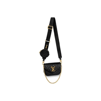 LOUIS VUITTON New Wave 金属Logo标志翻盖开合 牛皮 单肩斜挎包 女款 黑色