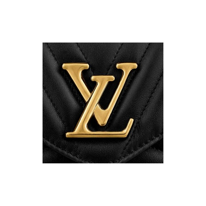 LOUIS VUITTON New Wave 金属Logo标志翻盖开合 牛皮 单肩斜挎包 女款 黑色