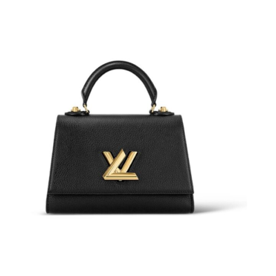 LOUIS VUITTON twist One Handle PM 可拆卸可调节肩带扭锁开合 Taurillon皮革 单肩斜挎手提包 小号 女款 黑色