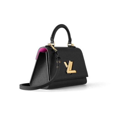 LOUIS VUITTON twist One Handle PM 可拆卸可调节肩带扭锁开合 Taurillon皮革 单肩斜挎手提包 小号 女款 黑色