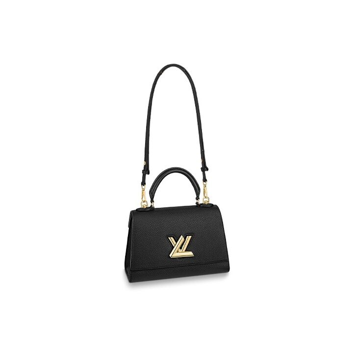 LOUIS VUITTON twist One Handle PM 可拆卸可调节肩带扭锁开合 Taurillon皮革 单肩斜挎手提包 小号 女款 黑色