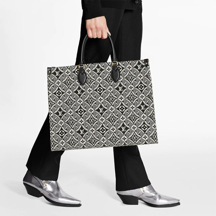 LOUIS VUITTON OnTheGo托特包 1854老花花纹 手提单肩包 复古 大号 女款 灰色