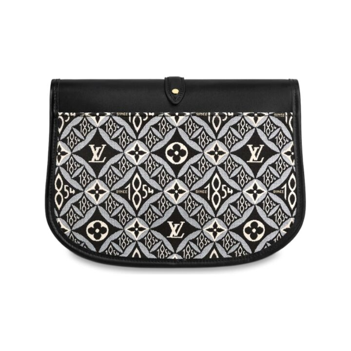 LOUIS VUITTON Saumur 锁扣开合 牛皮 手袋斜挎包 中号 女款 黑白色
