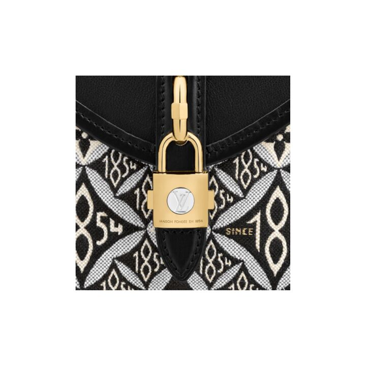 LOUIS VUITTON Saumur 锁扣开合 牛皮 手袋斜挎包 中号 女款 黑白色