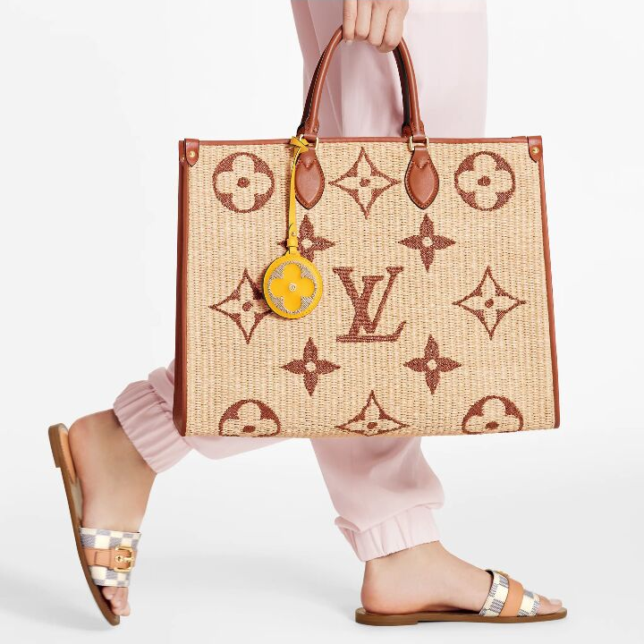 LOUIS VUITTON ONTHEGOSummer 系列 老花 织物和牛皮 托特包Tote包购物袋手提单肩包 大号 女款 棕色