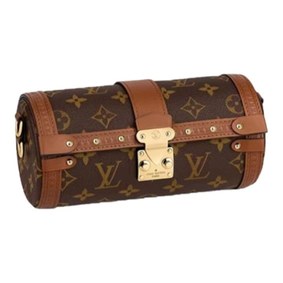 LOUIS VUITTON Papillon Trunk 老花链条S-lock锁扣 涂层帆布拼牛皮饰边 腋下包手提包单肩包斜挎包 女款 棕色