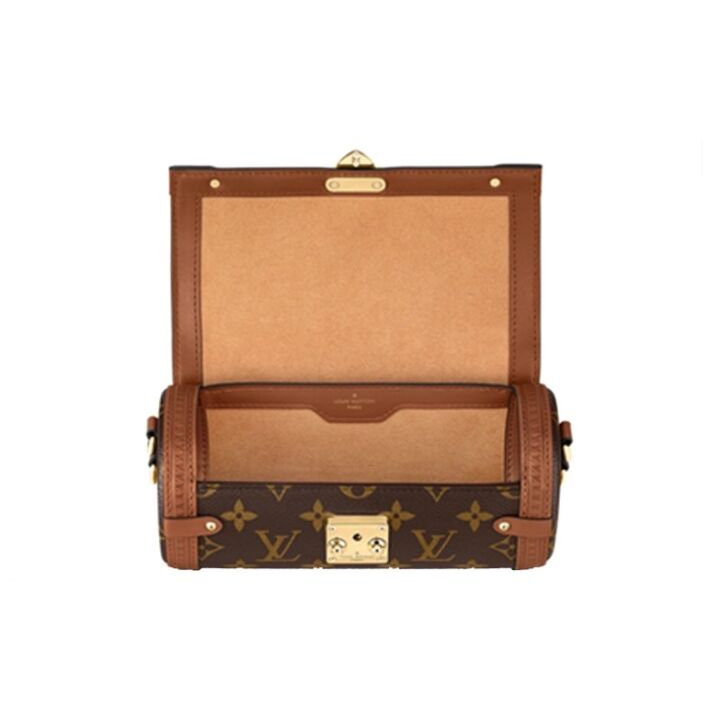 LOUIS VUITTON Papillon Trunk 老花链条S-lock锁扣 涂层帆布拼牛皮饰边 腋下包手提包单肩包斜挎包 女款 棕色