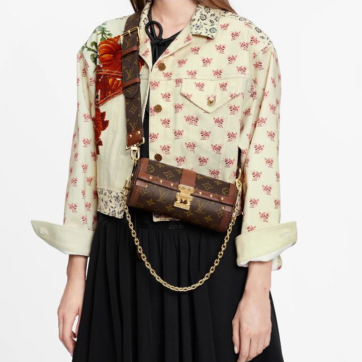 LOUIS VUITTON Papillon Trunk 老花链条S-lock锁扣 涂层帆布拼牛皮饰边 腋下包手提包单肩包斜挎包 女款 棕色