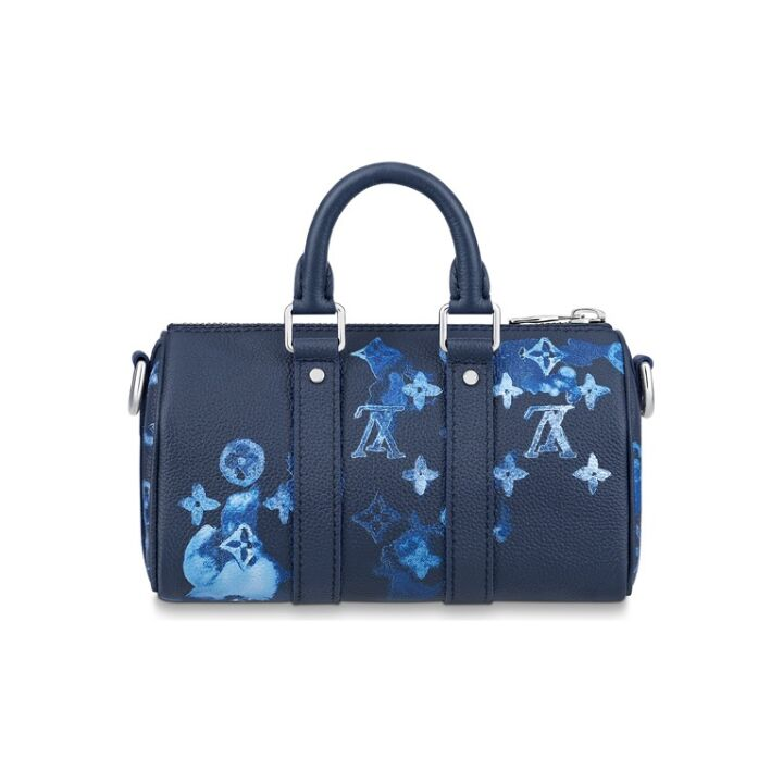 LOUIS VUITTON Summerkeepall 老花印花水彩扎染便携 牛皮 单肩斜挎手提包 超小号 男女同款 蓝色