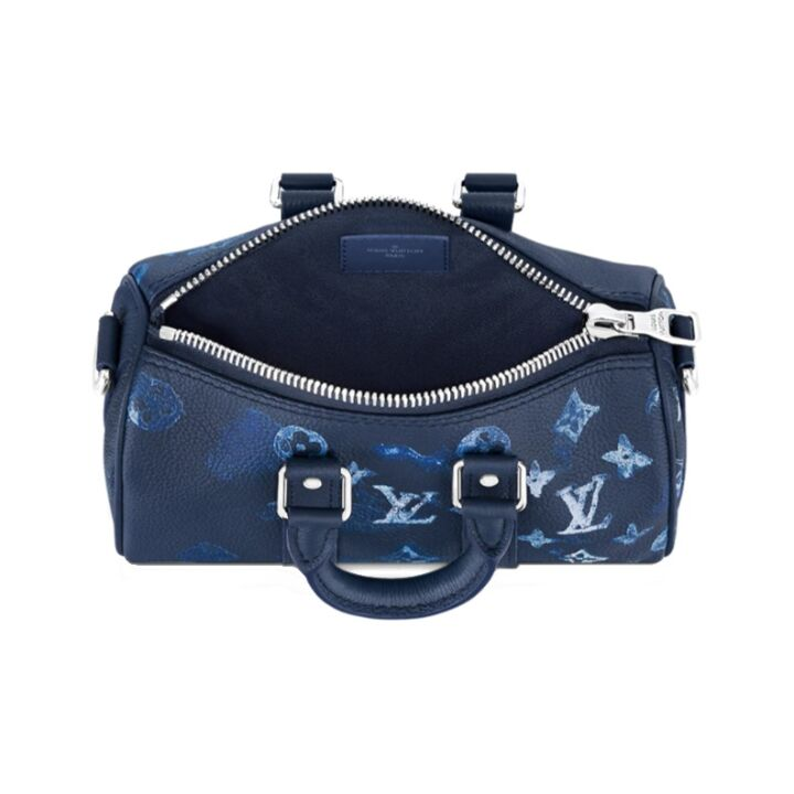 LOUIS VUITTON Summerkeepall 老花印花水彩扎染便携 牛皮 单肩斜挎手提包 超小号 男女同款 蓝色