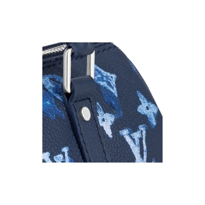 LOUIS VUITTON Summerkeepall 老花印花水彩扎染便携 牛皮 单肩斜挎手提包 超小号 男女同款 蓝色