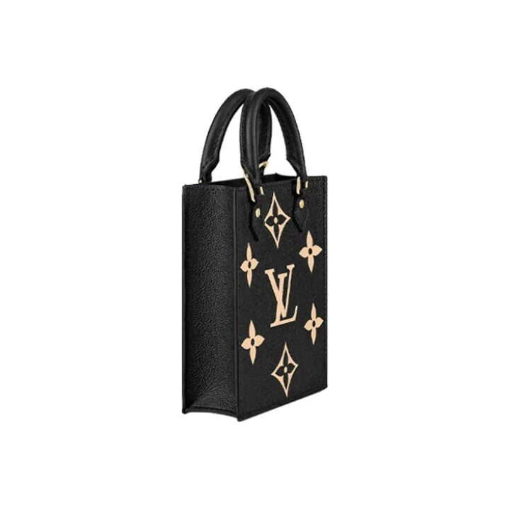 LOUIS VUITTON Petit Sac Plat 经典老花可拆卸 软粒面牛皮 琴谱包托特包购物袋手提单肩斜挎包 迷你 女款 黑色/米色