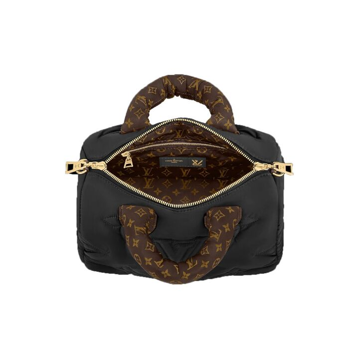 LOUIS VUITTON SPEEDY 25 Econyl 可拆卸不可调节肩带 再生面料 柔软填充 手提单肩斜挎包 女款 黑色