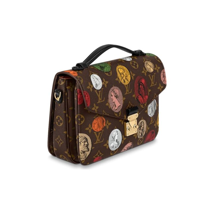 LOUIS VUITTON Pochette Metis 通体Logo印花 老花帆布拼牛皮 邮差包手提单肩斜挎包 女款 棕色/多色