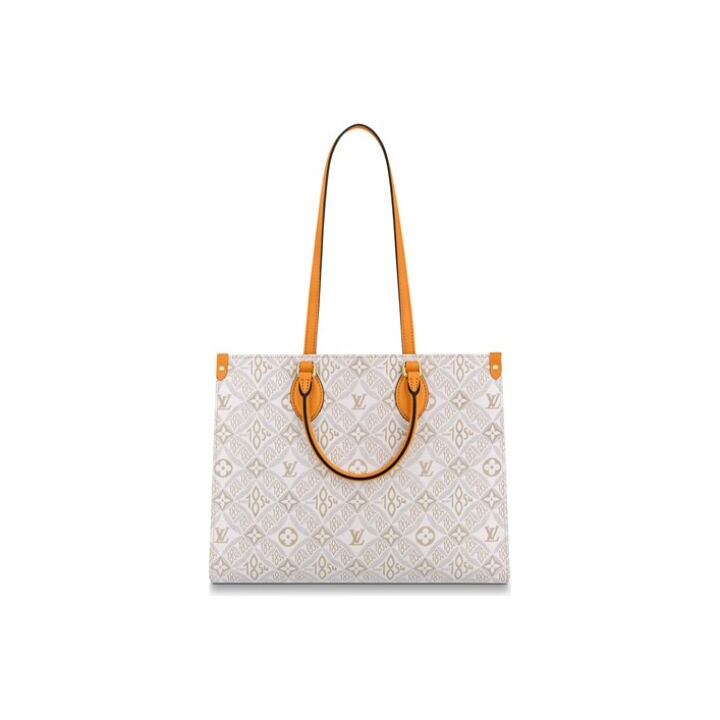 LOUIS VUITTON ONTHEGO MM Since 1854 提花织物 托特包Tote包购物袋手提包 女款 米色/橙色