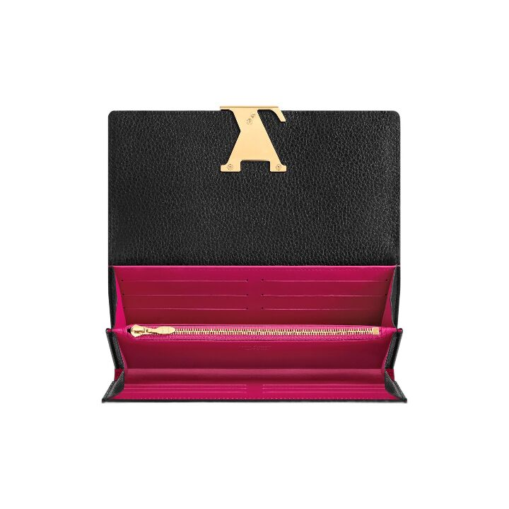 LOUIS VUITTON Capucines 品牌字母徽标纯色 Taurillon皮革 钱包 女款