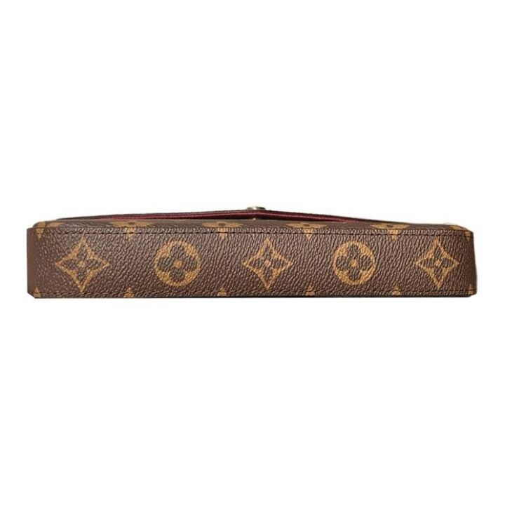 LOUIS VUITTON Felicie Pochette 经典老花 帆布拼牛皮 三合一链条包腋下包手拿单肩斜挎包 女款 棕色 #老版本十字纹内里#