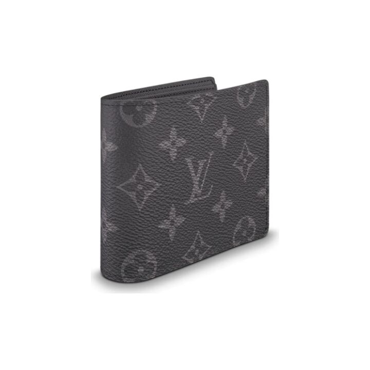LOUIS VUITTON Multiple 经典老花满印 涂层帆布拼粒面牛皮革 钱包 男款 黑色
