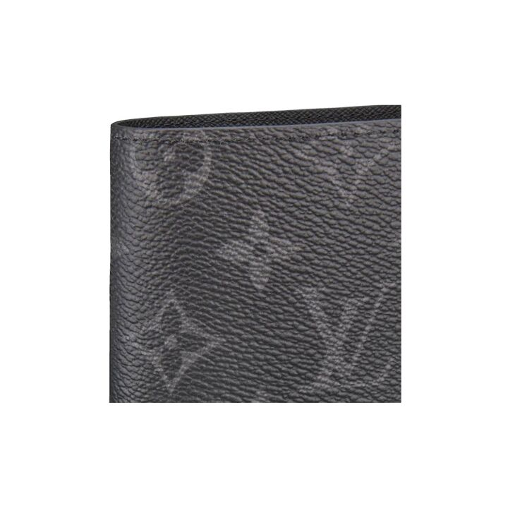 LOUIS VUITTON Multiple 经典老花满印 涂层帆布拼粒面牛皮革 钱包 男款 黑色